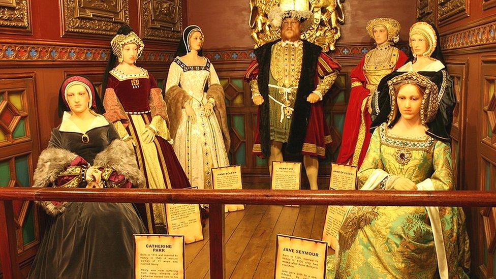 Waxworks of Henry VIII and his wives from Yesterday's World, Great Yarmouth