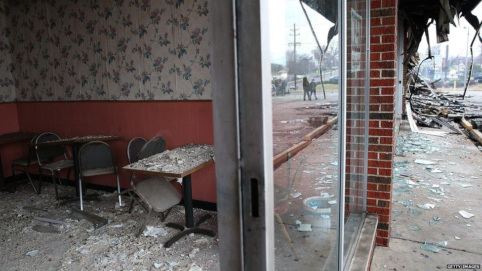 restaurant that was damaged during a demonstration on November 25, 2014