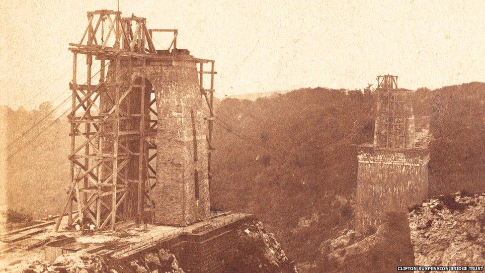 Clifton Suspension Bridge under construction