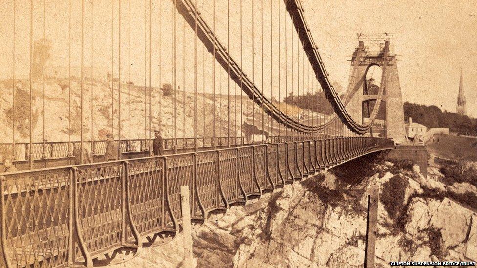 Clifton Suspension Bridge under construction