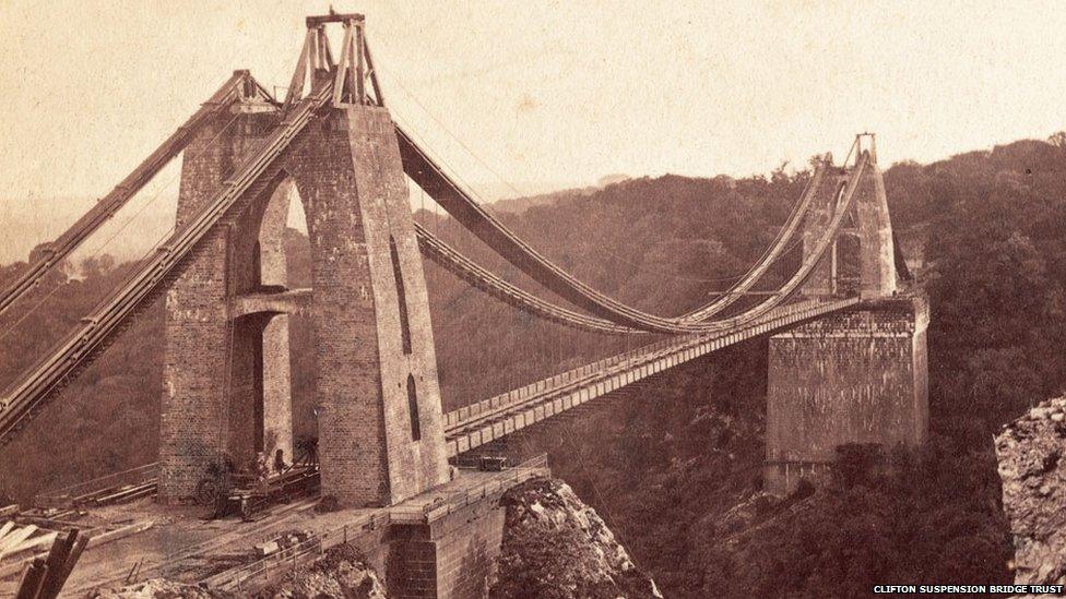 Clifton Suspension Bridge under construction