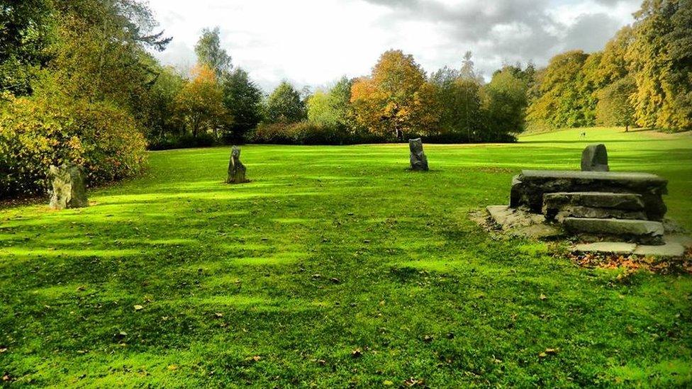 Gorsedd stones at Dolerw Park, Newtown, Powys.