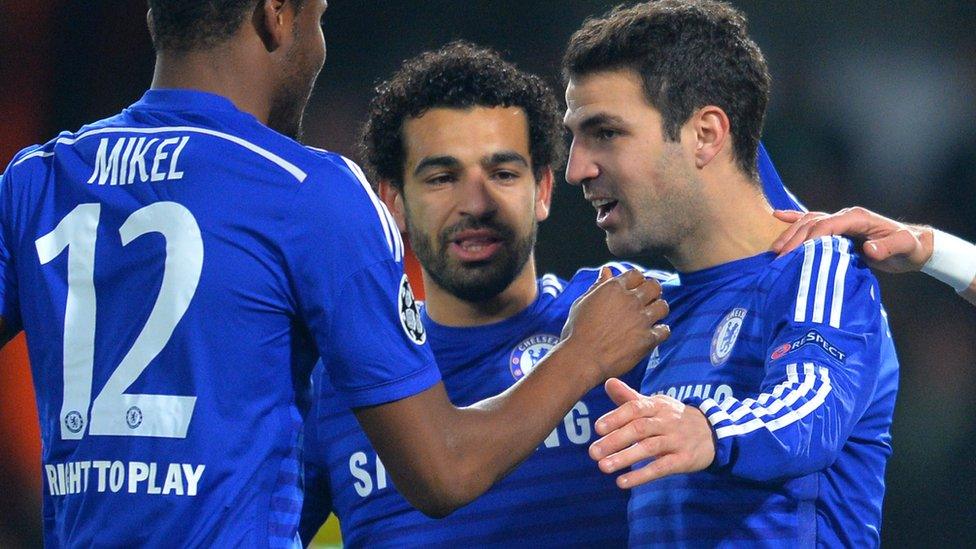 Cesc Fabregas celebrates opening the scoring for Chelsea