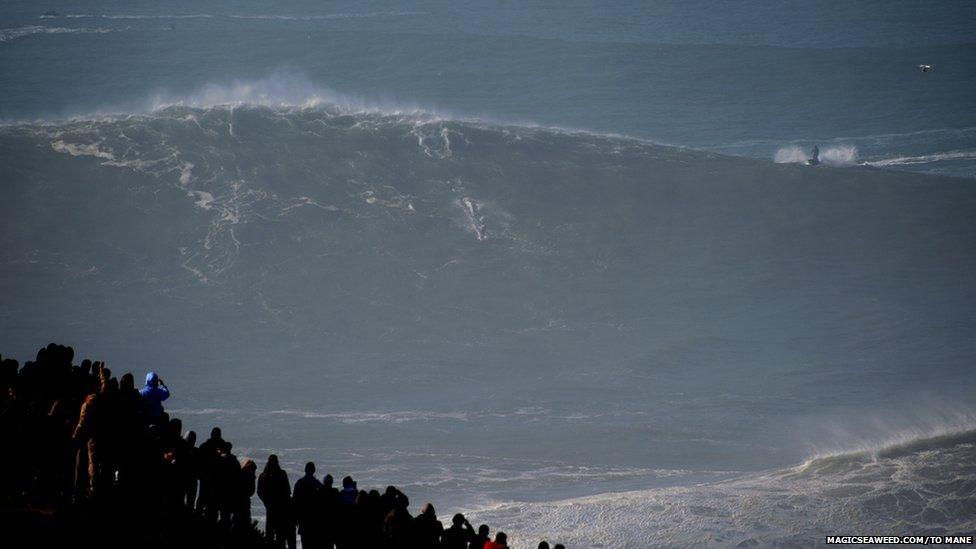 Surfer at Nazare on Thursday