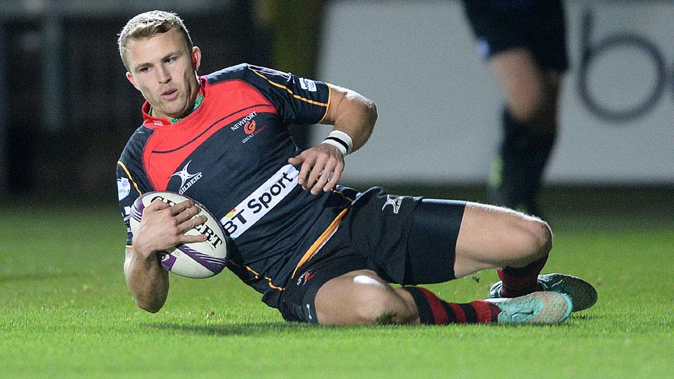 Tom Prydie touches down for a try for the Dragons