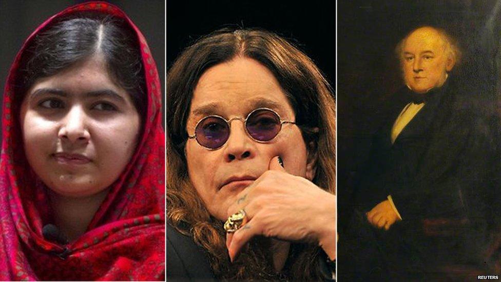 Malala, Ozzy Osbourne, Alfred Bird