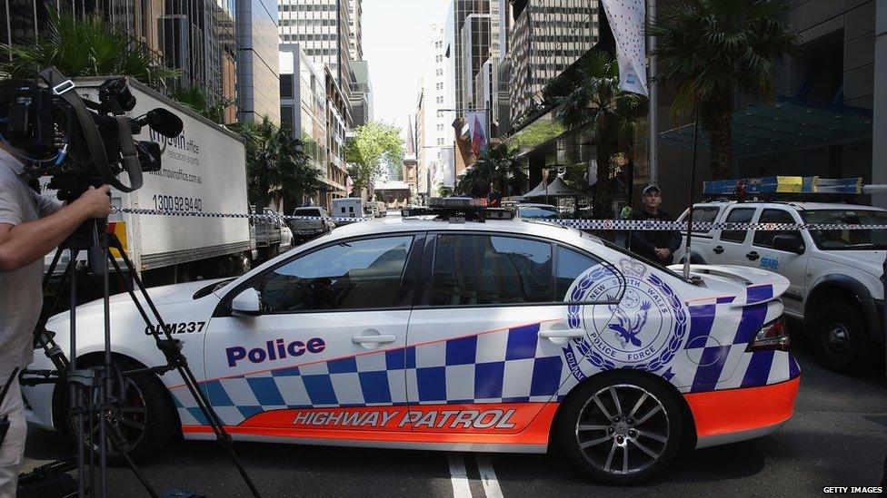 Police secure the scene near Lindt Cafe, Martin Place on December 15, 2014 in Sydney, Australia