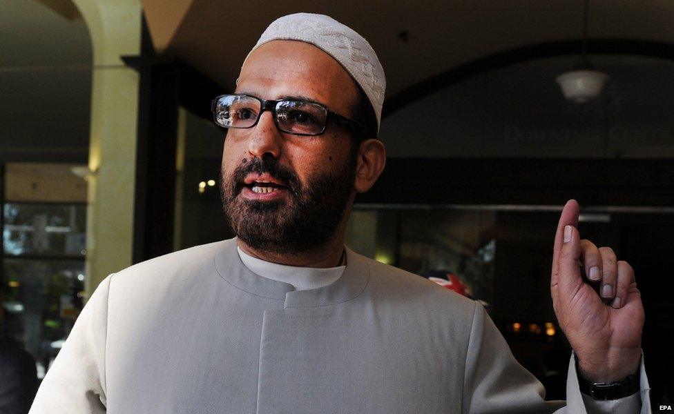 A picture made available 15 December 2014 shows Muslim cleric Man Haron Monis arriving to the Downing Centre after a pre-trial hearing of his case, in Sydney, Australia, 18 April 2011.