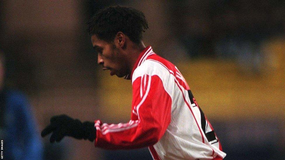 Thierry Henry playing for Monaco on 19.11.96