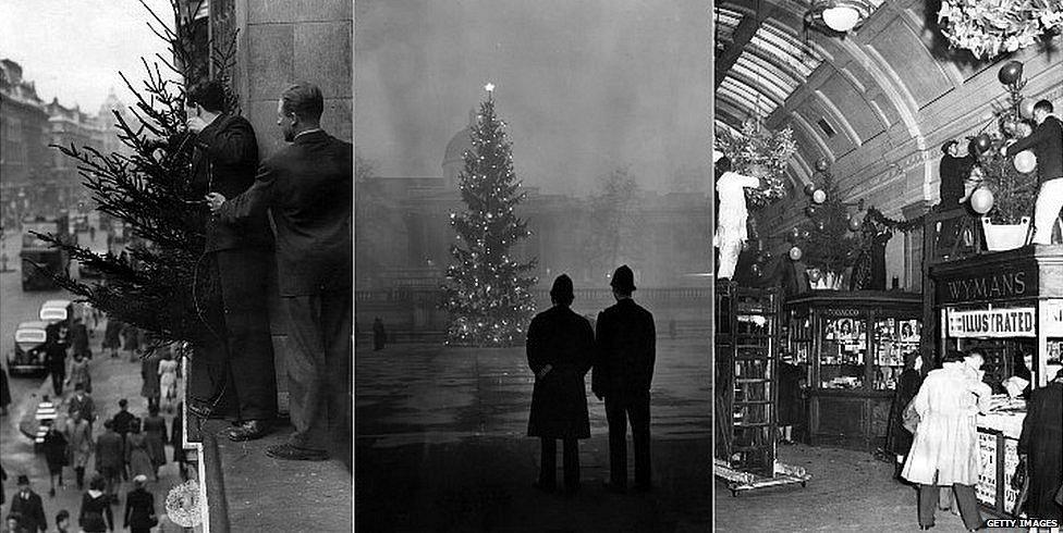 Christmas decorations in the 1940s