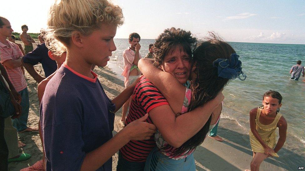 A mother says goodbye to her daughter as she sets off for Miami