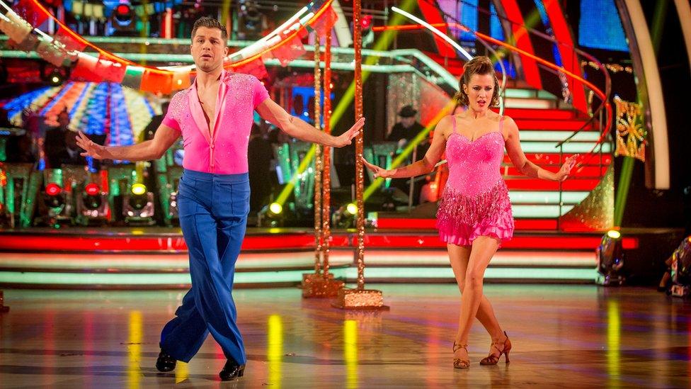 Caroline and her dancing partner on Strictly Come Dancing