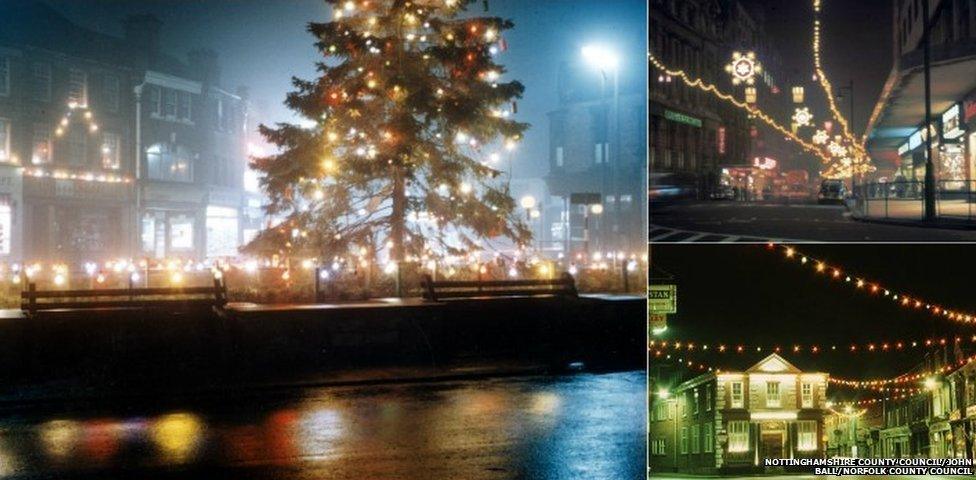 Christmas decorations in Sutton-in-Ashfield, Birmingham and Norwich