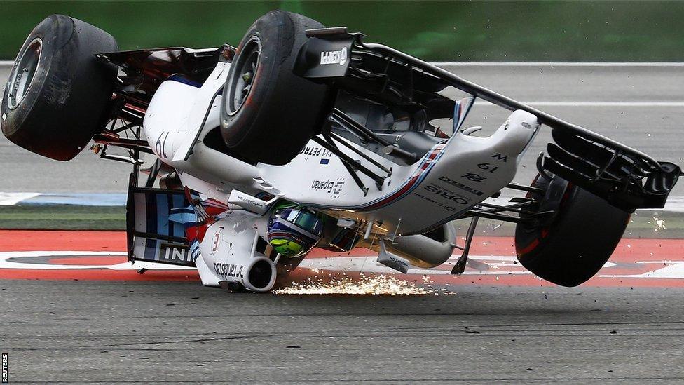 Felipe Massa crashes out of the 2014 German Grand Prix