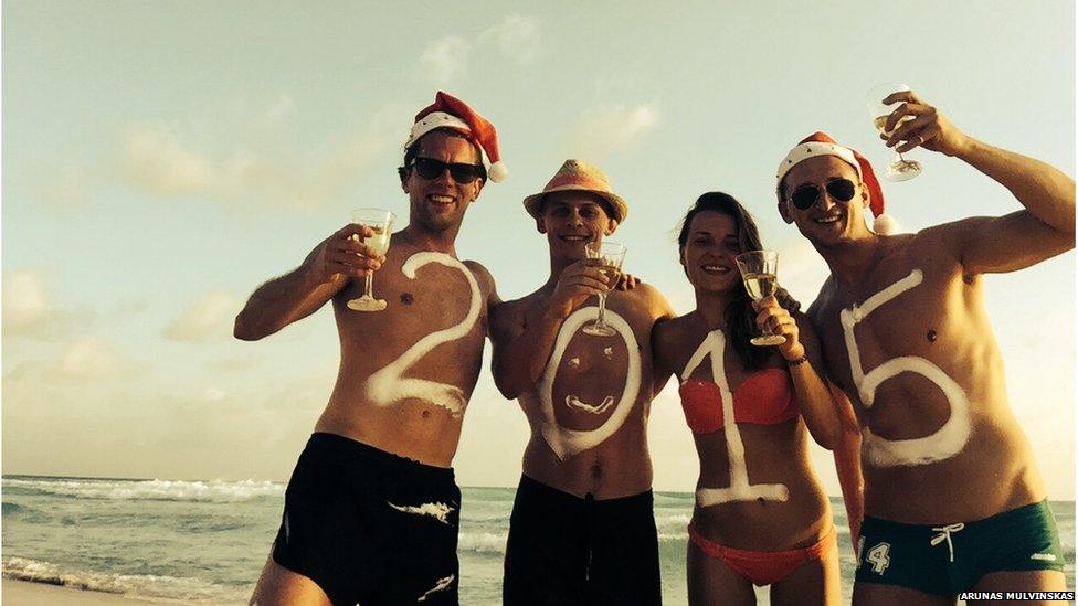 Celebrating New Year on Dover Beach, Barbados