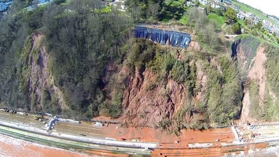 Parts of the railway route runs next to a cliff face, and there were concerns that a rain-soaked cliff face near Teignmouth was at risk of collapsing onto the track.