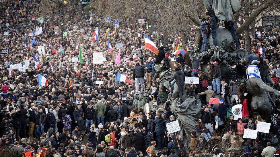 People take part in the Paris rally