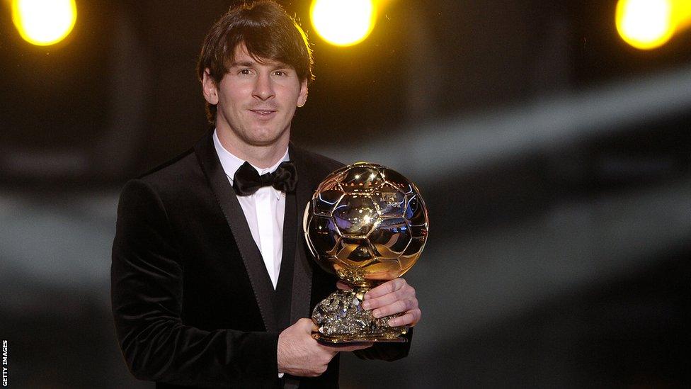 Lionel Messi wins the Fifa Ballon d'Or award for second time in January 2011