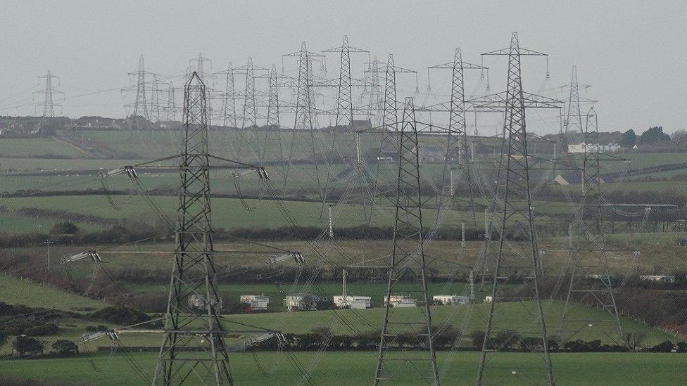 Sally Tolladay took this picture of pylons from Wylfa on Anglesey as they cross the island, heading for Menai