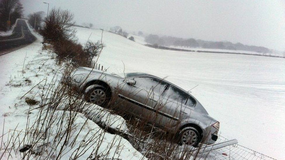 A car off a road in Midlothian