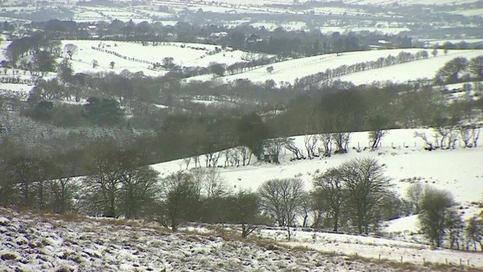 Snowfall in Glenshane Pass Northern Ireland