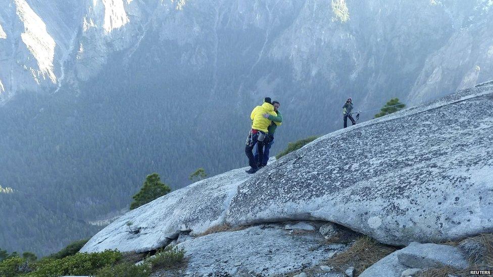 The climbers at the top of El Capitan