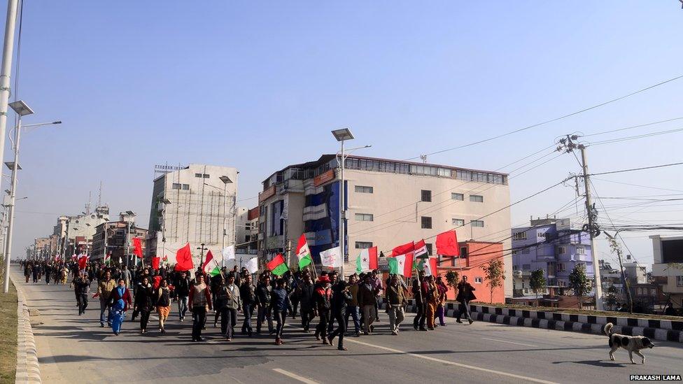 General strike in Baneshwor, Kathmandu