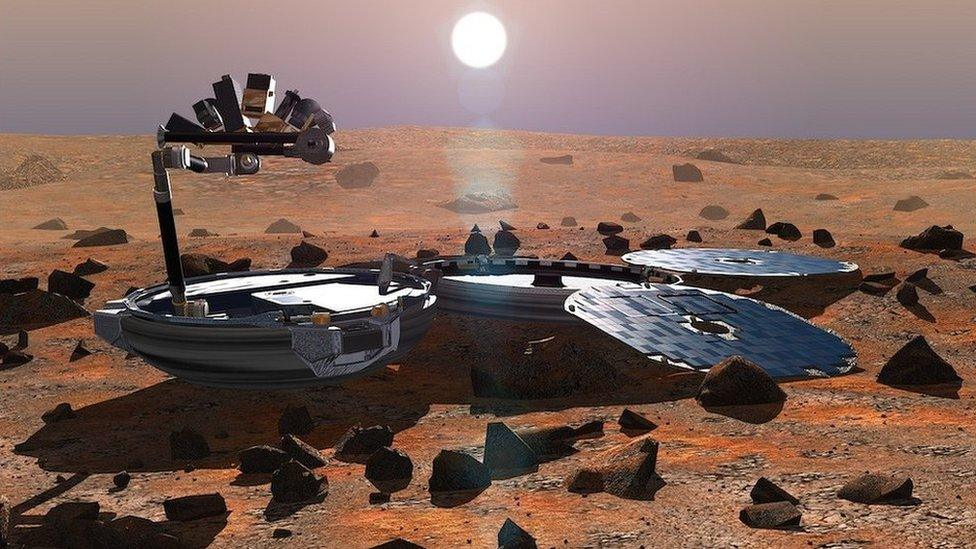 Artist's impression of Beagle on the surface of Mars