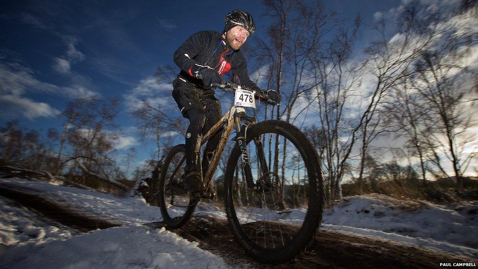 Cyclist taking part in the Strathpuffer