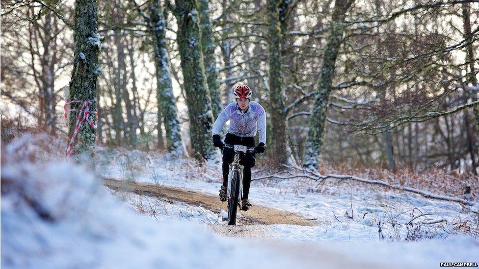Cyclist taking part in the Strathpuffer