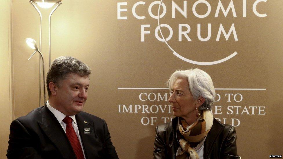 Christine Lagarde, head of the International Monetary Fund (IMF) meets with Ukrainian President Petro Poroshenko