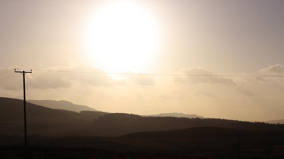 A telegraph pole at dusk on the road to Hirwaun, Rhondda Cynon Taf, captured in this image by Joss Ingram.