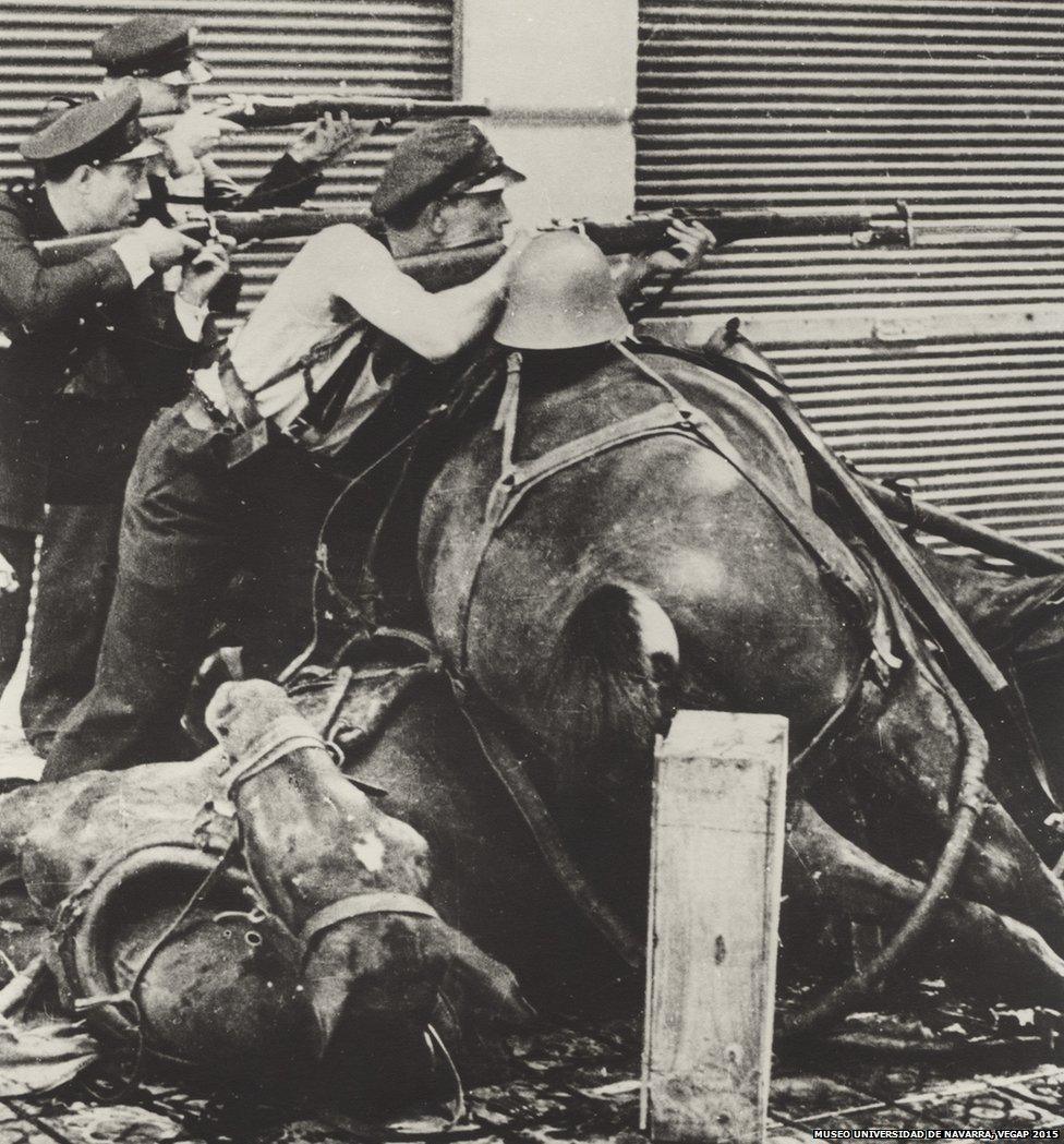 Assault Guards on Deputation Street, Barcelona by Agusti Centelles