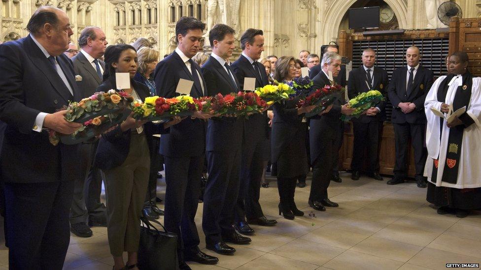 Politicians with wreaths