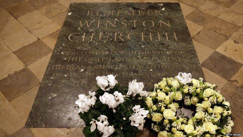 Sir Winston Churchill's memorial stone at Westminster Abbey