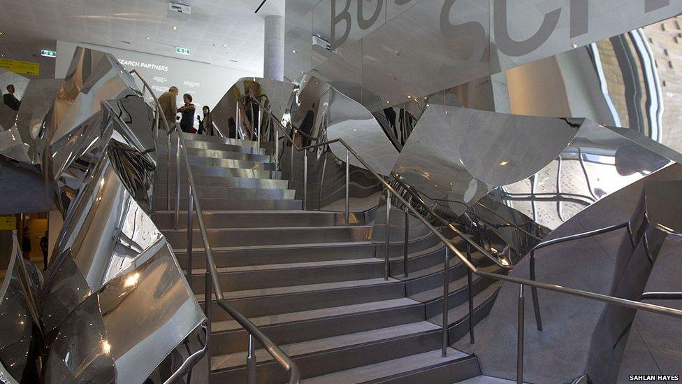 A staircase inside the Chau Chak Wing building