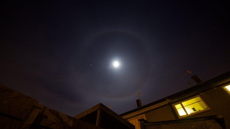 Lunar halo above Risca in Gwent