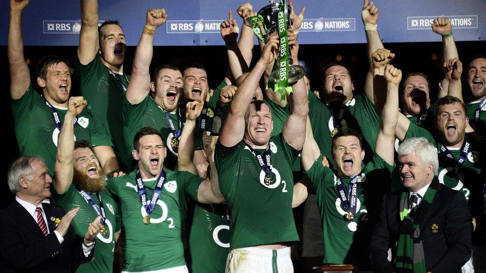 Ireland lift the 2014 Six Nations trophy