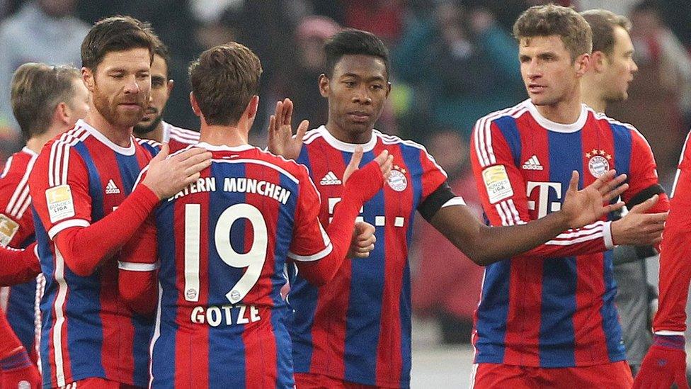 Bayern Munich celebrate a 2-0 win against Stuttgart