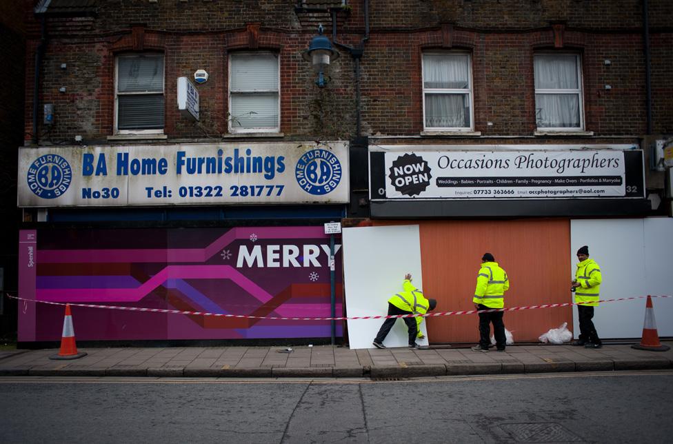 Boarded up shops - Dartford