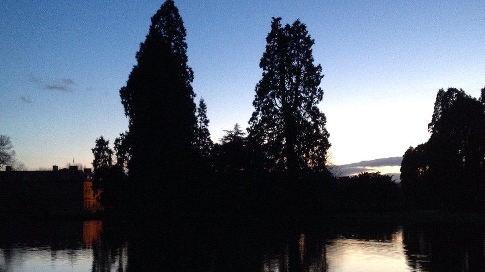 Newport's Tredegar House as the sun sets. Taken by Lucy Geen from Cardiff