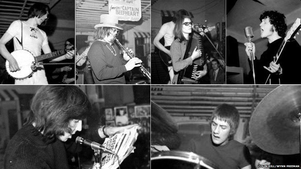 Simon Nicholl from Fairport Convention, Captain Beefheart, Judy Dyble from Fairport Convention, Pete Drumond and Mick Fleetwood