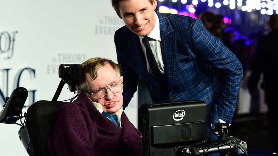 Stephen Hawking and Eddie Redmayne