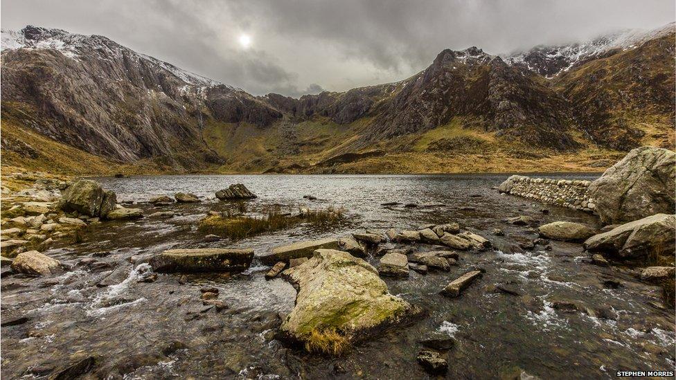 This photo of Cwm Idwal in Snowdonia showing snow on the peaks of the Glyderau range was taken by Stephen Morris, of St Asaph.