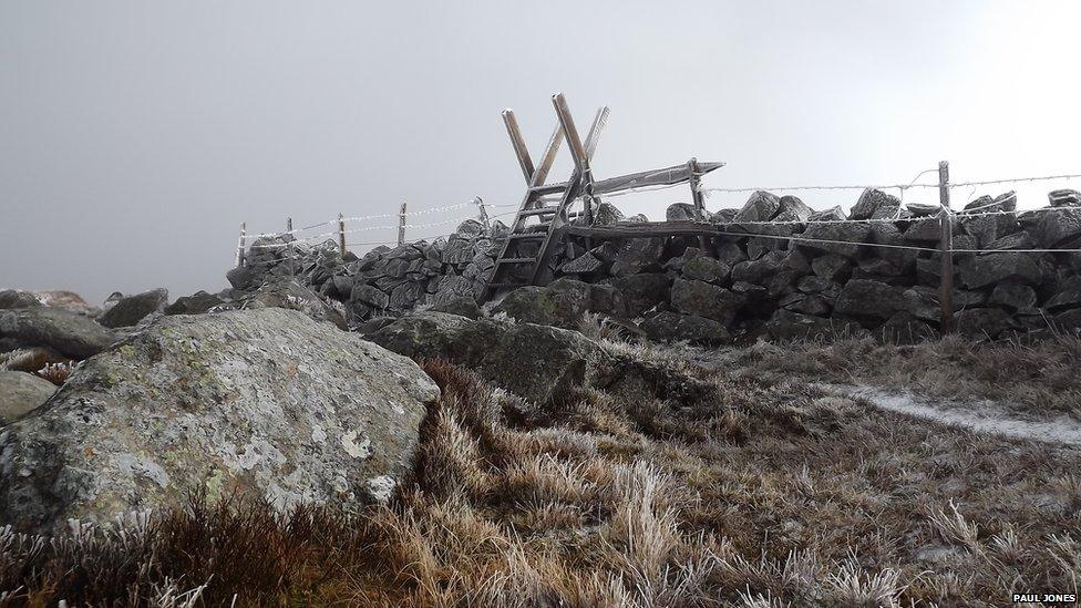 Paul Jones, of Betws yn Rhos, Conwy county, took this picture of frost on a summit stile of the Tal y Fan peak above the Conwy Valley.