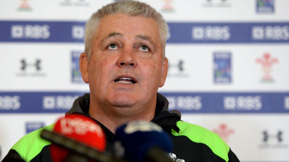 Warren Gatland at a Wales media conference