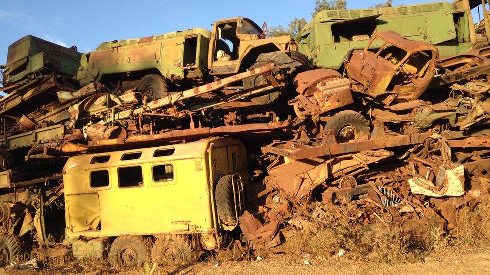 A tank graveyard outside Asmara in Eritrea