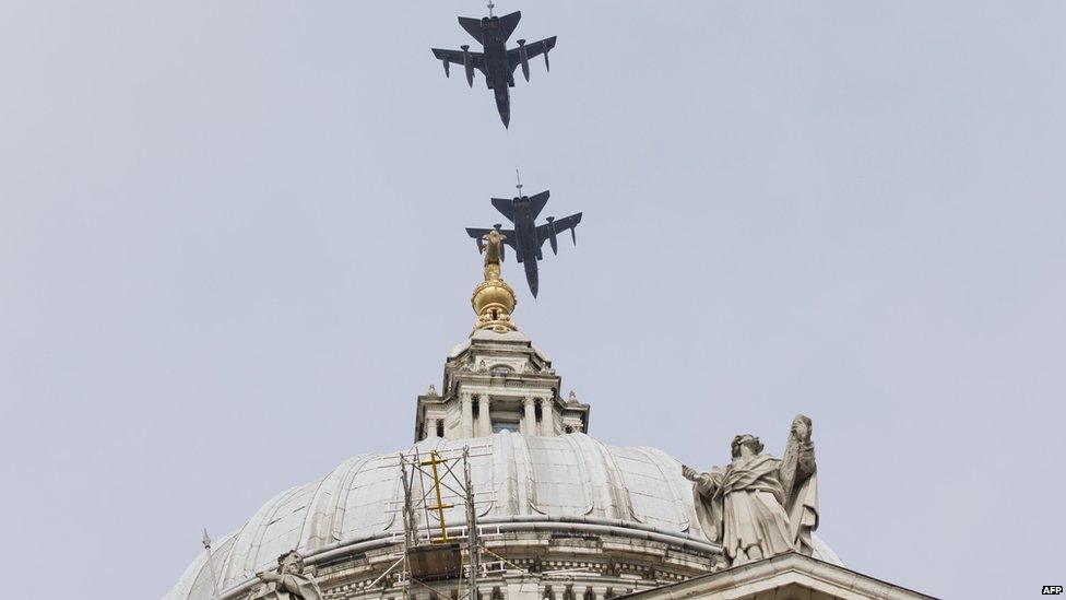 Tornados flying past St Paul's Cathedral