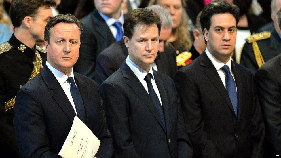 David Cameron, Nick Clegg and Ed Miliband