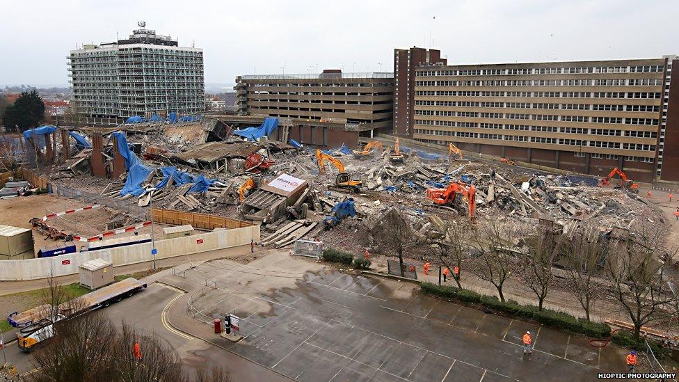 Aerial view of Greyfriars bus station demolition site